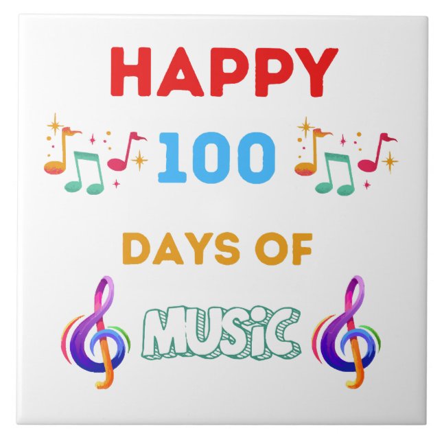 Happy 100 Days Of music Tile (Front)