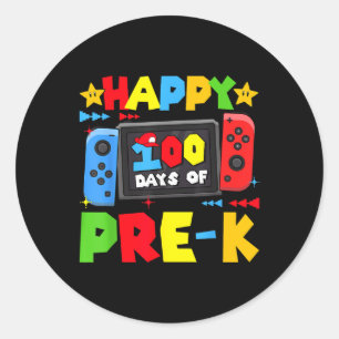 Happy 100 Days Of Pre-k Gaming 100th Day School Bo Classic Round Sticker