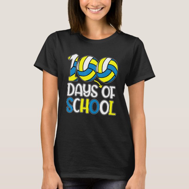 Happy 100 Days Of School  100th Day Volleyball Tea T-Shirt (Front)
