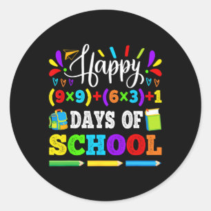 Happy 100 Days Of School 100th Math Equation Teach Classic Round Sticker