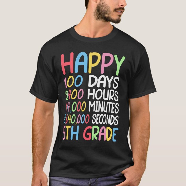Happy 100 Days Of School 5th Grade Student Math Te T-Shirt (Front)