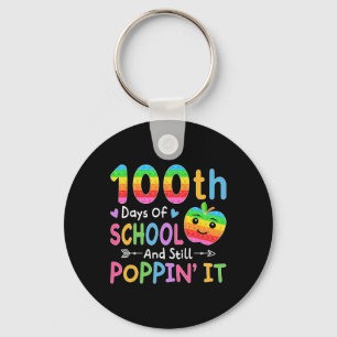 Happy 100 Days Of School And Still Poppin' It Kids Key Ring