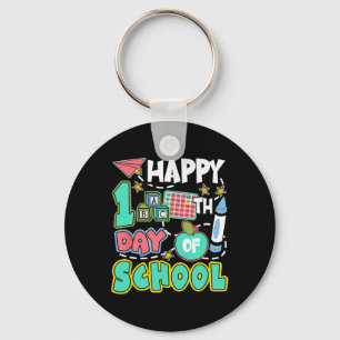 Happy 100 Days Of School Apple Teacher Student Fun Key Ring