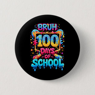 Happy 100 Days Of School Baseball Drip 100th Day O 6 Cm Round Badge