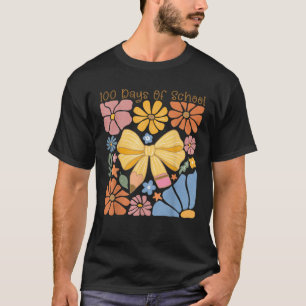 Happy 100 Days Of School Coquette Bow Pencil Boho T-Shirt