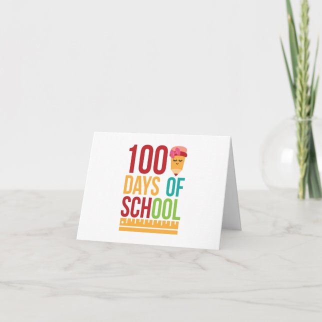 Happy 100 Days Of School Cute Pencil Invitation (Front)