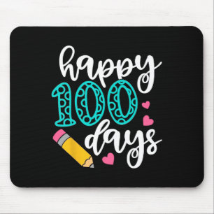 Happy 100 Days Of School Cute Penil Girl 100th Day Mouse Mat