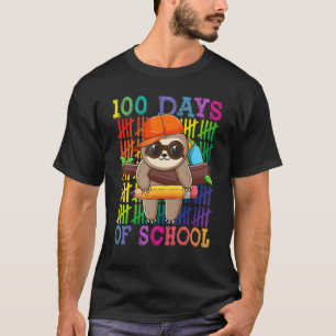 Happy 100 Days Of School Cute Sloth  Happy 100th D T-Shirt