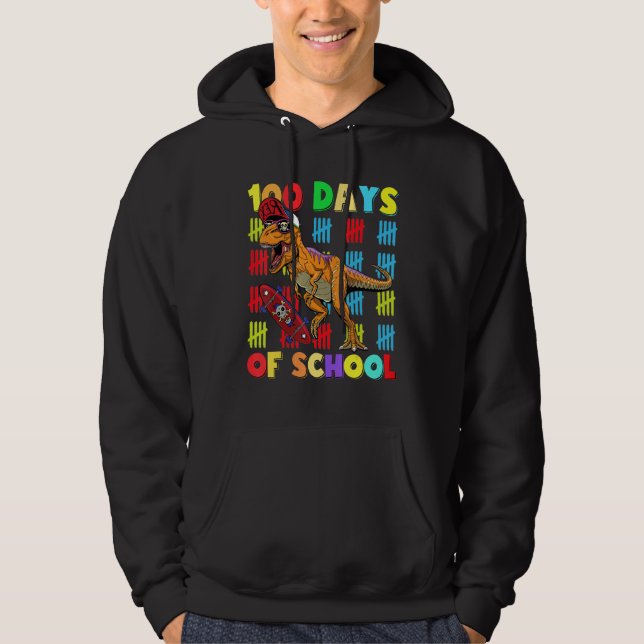 Happy 100 Days Of School Dinosaur 100 Days Smarter Hoodie (Front)