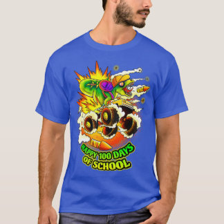 happy 100 days of school dinosaur monster truck 10 T-Shirt