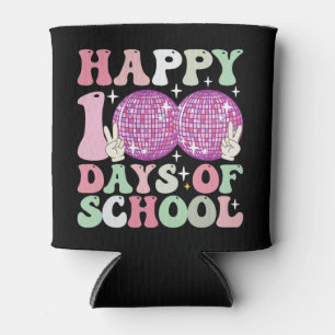 Happy 100 Days Of School Disco Ball Groovy Retro Can Cooler