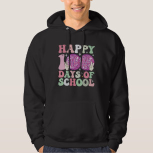 Happy 100 Days Of School Disco Ball Groovy Retro Hoodie