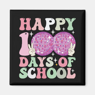 Happy 100 Days Of School Disco Ball Groovy Retro Magnet