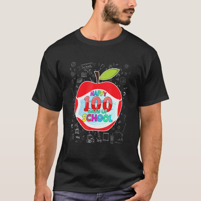 Happy 100 Days Of School Face Mask Outfit Teacher  T-Shirt (Front)