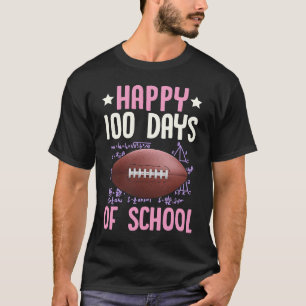 Happy 100 Days Of School Football Coach Math Teach T-Shirt