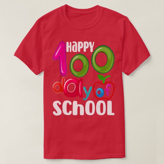 Happy 100 Days Of School For Teacher Students Kids T-Shirt (Design Front)