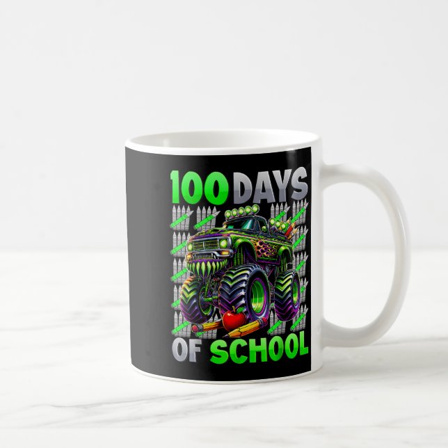 Happy 100 Days Of School Funny Monster Truck Stude Coffee Mug (Right)