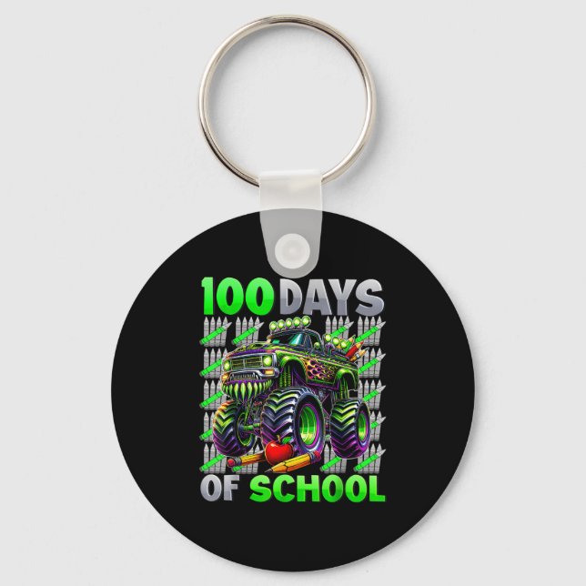 Happy 100 Days Of School Funny Monster Truck Stude Key Ring (Front)