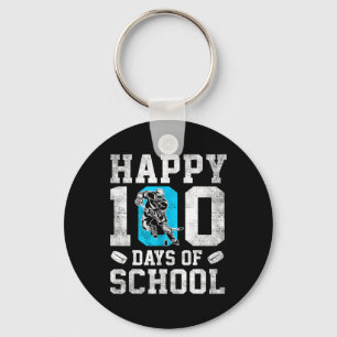 Happy 100 Days Of School Hockey Lovers Boys Girls Key Ring