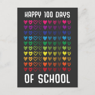 Happy 100 Days Of School Hundred Hearts Postcard