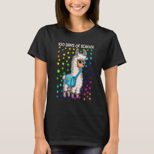 Happy 100 Days Of School Llama Girl Teacher T-Shirt