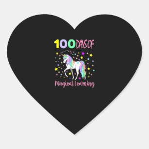 Happy 100 Days Of School Magical Learning Unicorn Heart Sticker