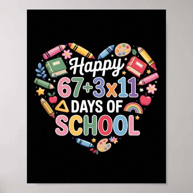 Happy 100 Days Of School Math Equation 100th Day T Poster (Front)