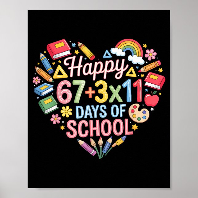 Happy 100 Days Of School Math Equation 100th Day T Poster (Front)