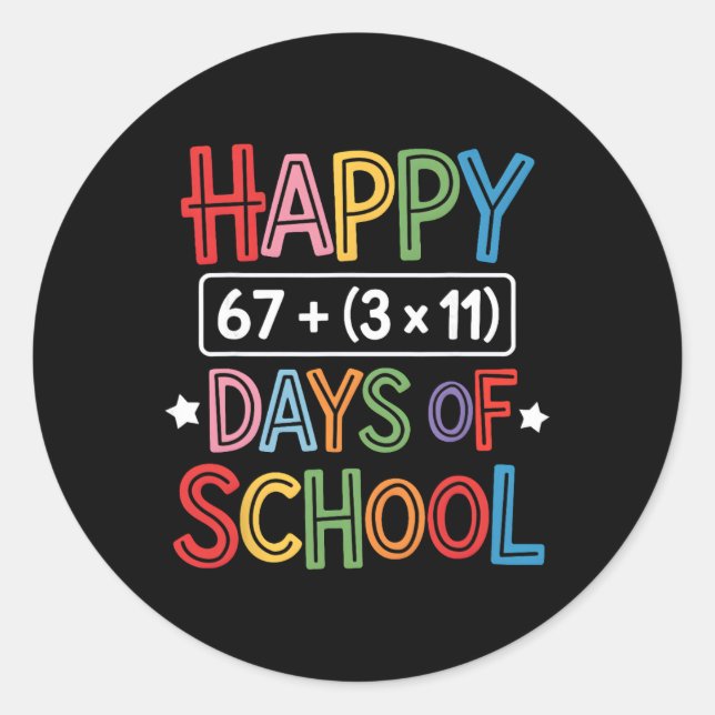 Happy 100 Days Of School Math Equation Teacher Kid Classic Round Sticker (Front)