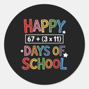 Happy 100 Days Of School Math Equation Teacher Kid Classic Round Sticker