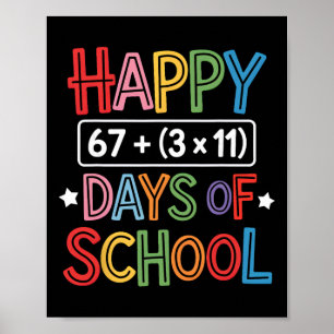 Happy 100 Days Of School Math Equation Teacher Kid Poster
