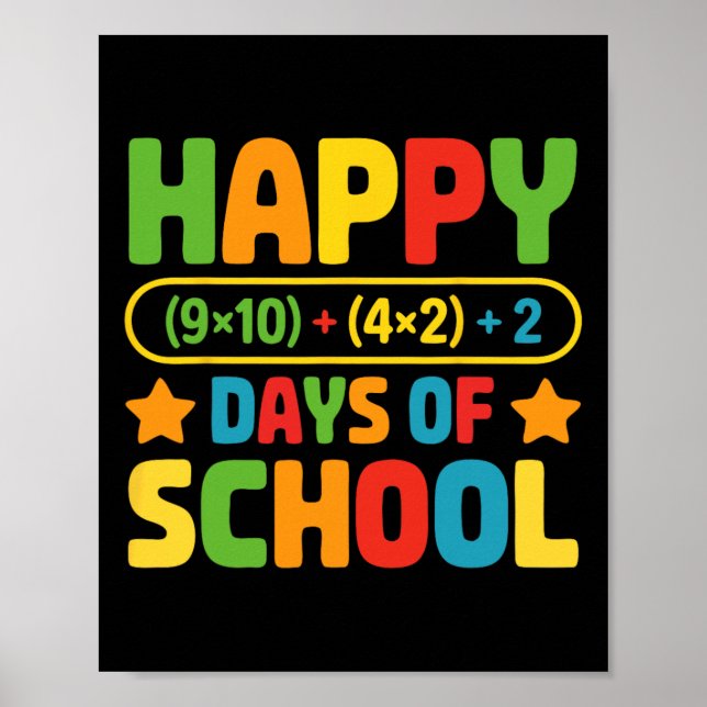 Happy 100 Days Of School Math Equation Teacher Sty Poster (Front)