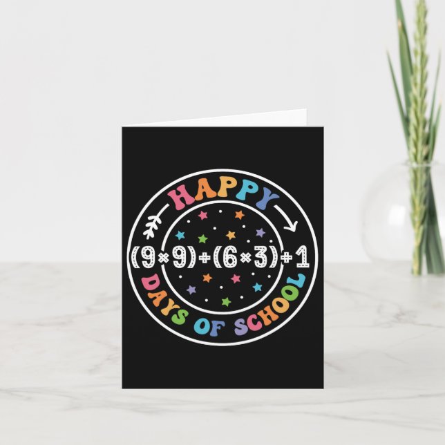 Happy 100 Days Of School Math Formula 100th Day Te Card (Front)