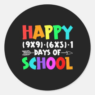 Happy 100 Days Of School Math Formula Teachers Stu Classic Round Sticker