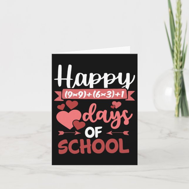 Happy 100 Days Of School Math Formula Valentines D Card (Front)