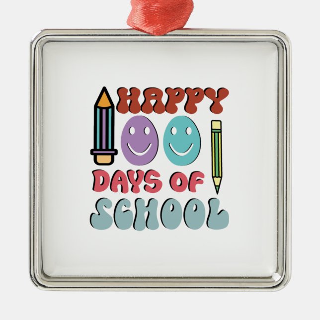 Happy 100 Days Of School Metal Tree Decoration (Front)