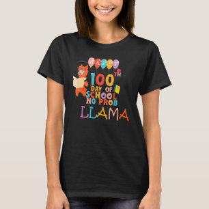 Happy 100 Days Of School No Prob LLAMA Teacher Kid T-Shirt