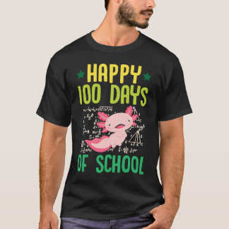 Happy 100 Days Of School Pet Axolotl  Math Teacher T-Shirt