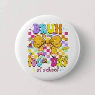 Happy 100 Days of School Pink Bow 6 Cm Round Badge