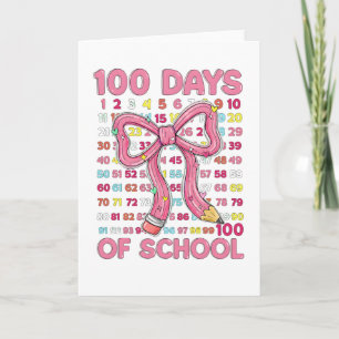 Happy 100 Days of School Pink Bow Card