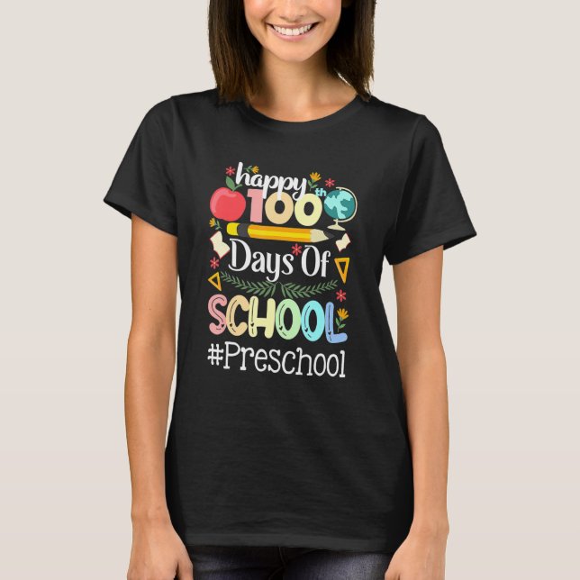 Happy 100 Days Of School PRESCHOOL 100th Day Pop i T-Shirt (Front)