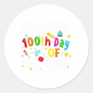 Happy 100 Days Of School Preschool Teachers Kids G Classic Round Sticker