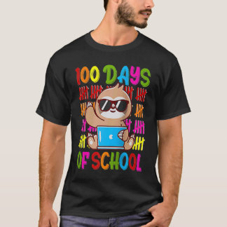 Happy 100 Days of School Sloth Teacher Kid Student T-Shirt