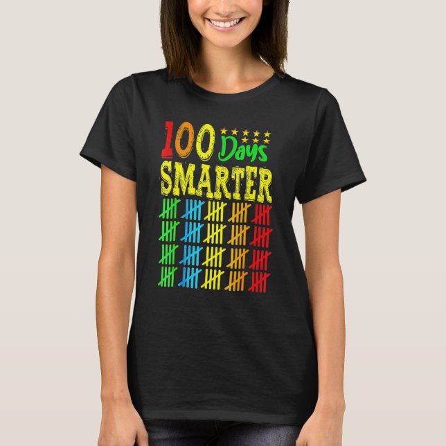Happy 100 Days Of School Smarter Teacher And Stude T-Shirt (Front)