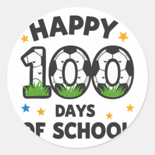 Happy 100 Days Of School Soccer 100th Day Sport Ki Classic Round Sticker