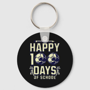 Happy 100 Days Of School Teacher 100th Day Soccer  Key Ring