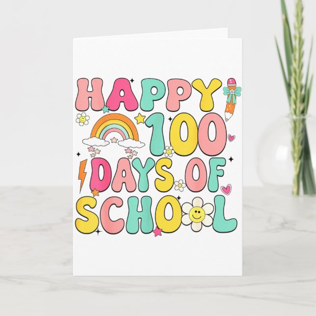 Happy 100 Days Of School Teacher Appreciation Boys Card (Front)