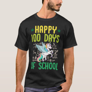 Happy 100 Days Of School Unicorn Pegasus Math Teac T-Shirt