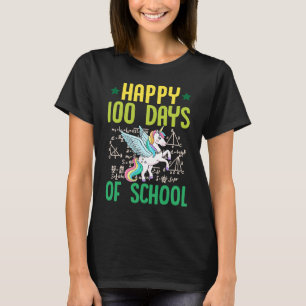 Happy 100 Days Of School Unicorn Pegasus Math Teac T-Shirt