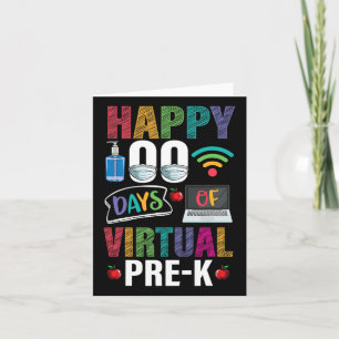 Happy 100 Days Of Virtual Pre-k Kids Teacher Stude Card